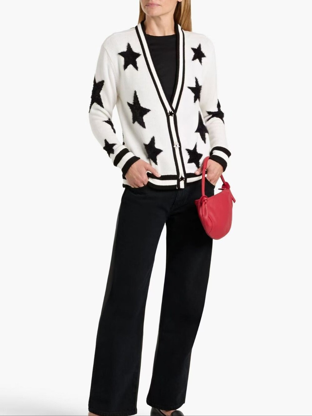 Alice + Olivia Bradley Intarsia Wool-Blend Cardigan